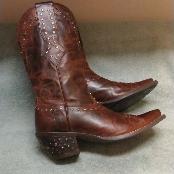 Ariat Brown Leather Rhinestone Boots size 9.5 - Picture 6 of 15